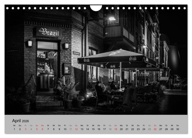 Produktbild: Hansestadt Stralsund bei Nacht (mit GPS-Koordinaten) (Wandkalender 2026 DIN A4 quer), CALVENDO Monatskalender