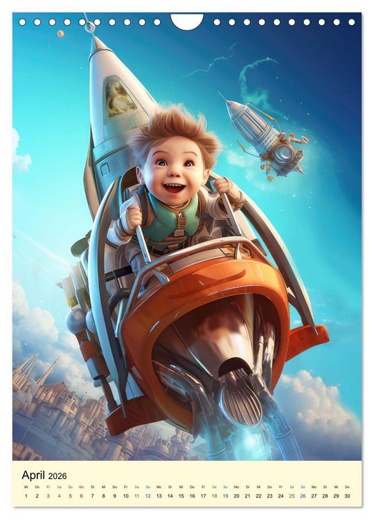 Produktbild: Raketenbabies - Humoristische KI-Bilder (Wandkalender 2026 DIN A4 hoch), CALVENDO Monatskalender