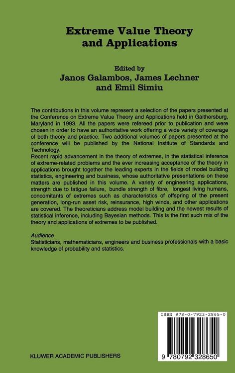 Produktbild: Extreme Value Theory and Applications