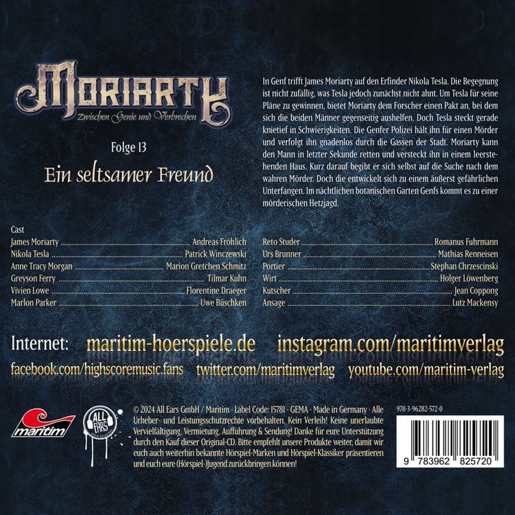 Produktbild: Moriarty - Ein seltsamer Freund. Tl.13, 1 Audio-CD