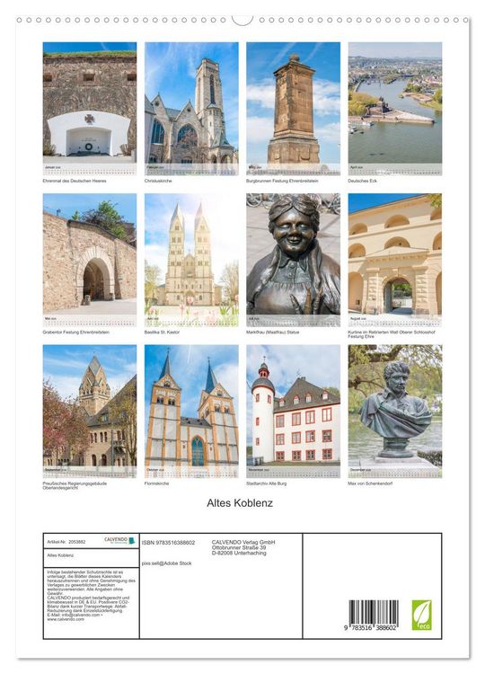 Produktbild: Altes Koblenz (hochwertiger Premium Wandkalender 2026 DIN A2 hoch), Kunstdruck in Hochglanz