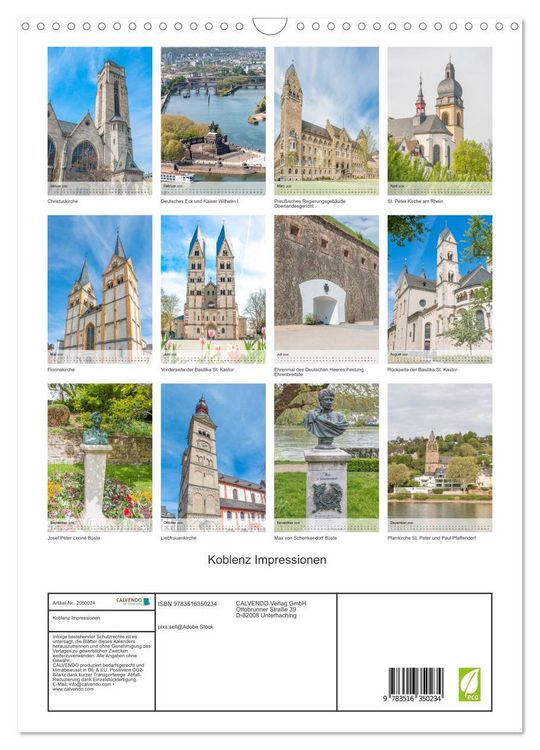 Produktbild: Koblenz Impressionen (Wandkalender 2026 DIN A3 hoch), CALVENDO Monatskalender
