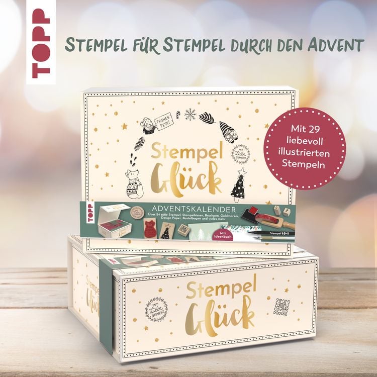 Produktbild: Adventskalender Stempel-Gl&uuml;ck. Mehr als 24 Stempel, Anleitungsbuch und Zubeh&ouml;r