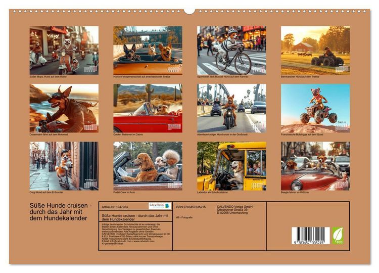Produktbild: S&uuml;&szlig;e Hunde cruisen - durch das Jahr mit dem Hundekalender (hochwertiger Premium Wandkalender 2026 DIN A2 quer), Kunstdruck in Hochglanz