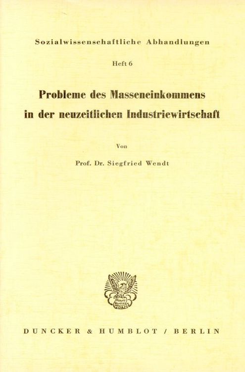 Produktbild: Probleme des Masseneinkommens in der neuzeitlichen Industriegesellschaft.