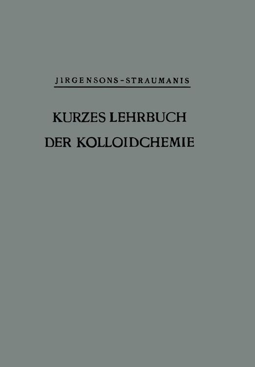 Produktbild: Kurzes Lehrbuch der Kolloidchemie