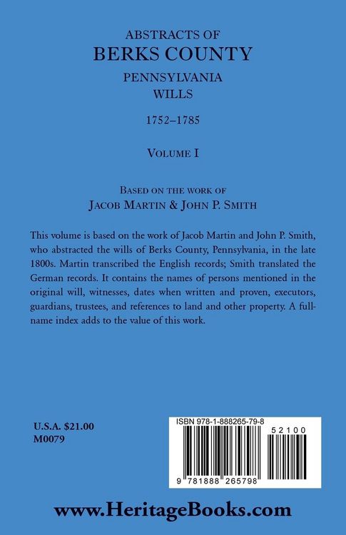 Produktbild: Abstracts of Berks County [Pennsylvania] Wills, 1752-1785
