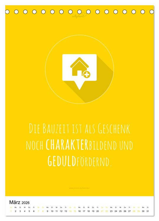 Produktbild: vollgeherzt: Der besondere Kalender f&uuml;r Bauherren mit motivierenden Hausbauzitaten (Tischkalender 2026 DIN A5 hoch), CALVENDO Monatskalender