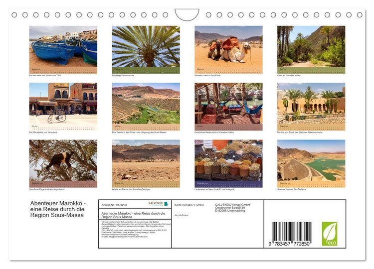 Produktbild: Abenteuer Marokko - eine Reise durch die Region Sous-Massa (Wandkalender 2026 DIN A4 quer), CALVENDO Monatskalender