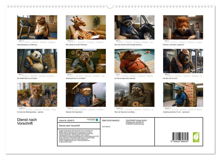 Produktbild: Dienst nach Vorschrift (hochwertiger Premium Wandkalender 2026 DIN A2 quer), Kunstdruck in Hochglanz