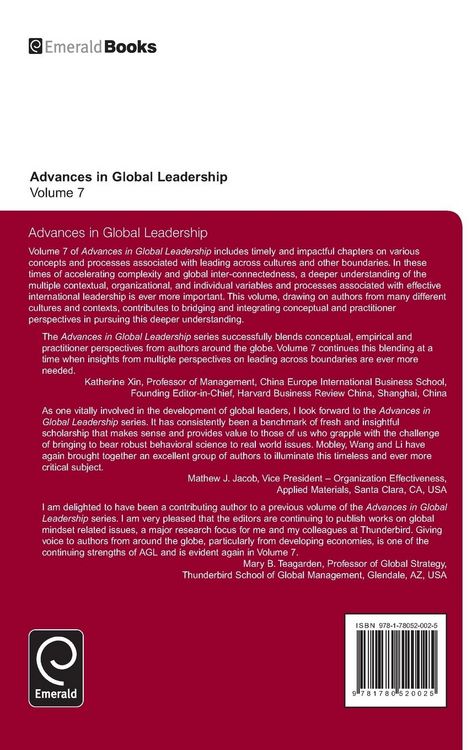 Produktbild: Advances in Global Leadership