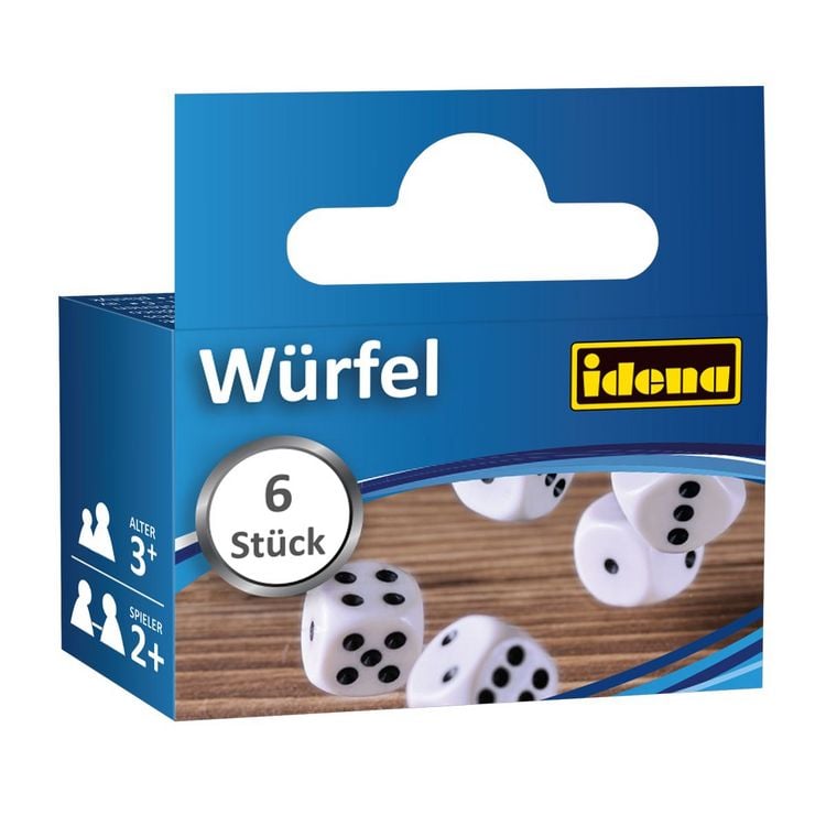 Produktbild: Idena W&uuml;rfel Kunststoff wei&szlig; 16mm 6 St&uuml;ck