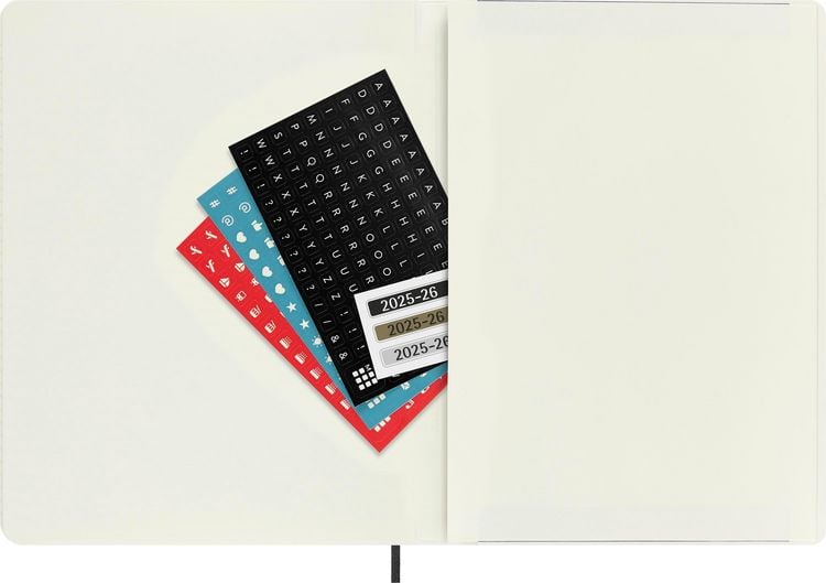 Moleskine 18 Monate Wochenkalender 2025/2026, XL, 1 Wo = 1 Seite, Rechts Linierte Seite, Weicher Einband, Schwarz