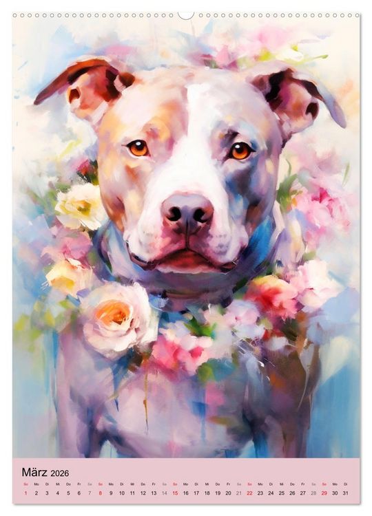 Produktbild: Pit Bull Aquarelle. Illustrationen von tollen Hunden (Wandkalender 2026 DIN A2 hoch), CALVENDO Monatskalender