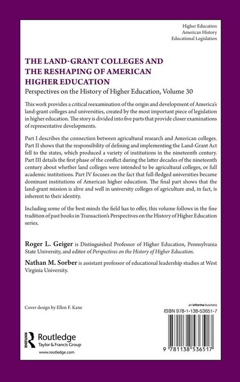 Produktbild: The Land-Grant Colleges and the Reshaping of American Higher Education