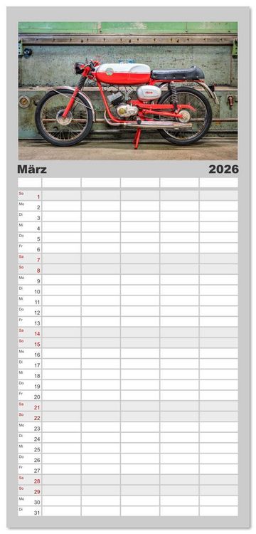 Produktbild: Familienplaner 2026 - Bella Macchina mit 5 Spalten (Wandkalender, 21 x 45 cm) CALVENDO