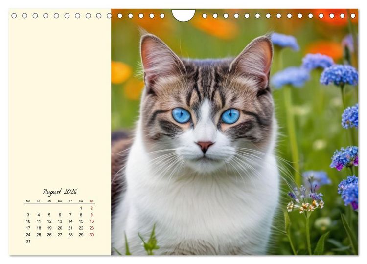 Produktbild: Samtpfoten im Bl&uuml;tenmeer (Wandkalender 2026 DIN A4 quer), CALVENDO Monatskalender
