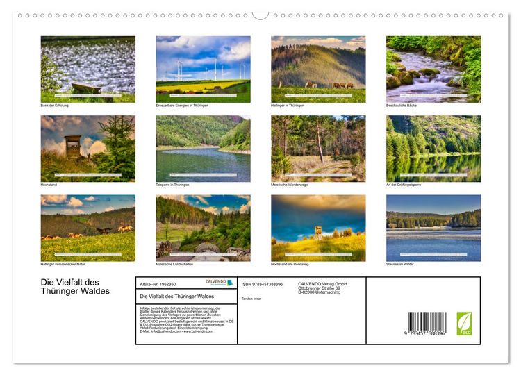 Produktbild: Die Vielfalt des Th&uuml;ringer Waldes (hochwertiger Premium Wandkalender 2026 DIN A2 quer), Kunstdruck in Hochglanz