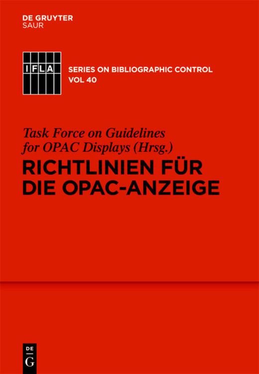 Produktbild: Richtlinien f&uuml;r die OPAC-Anzeige