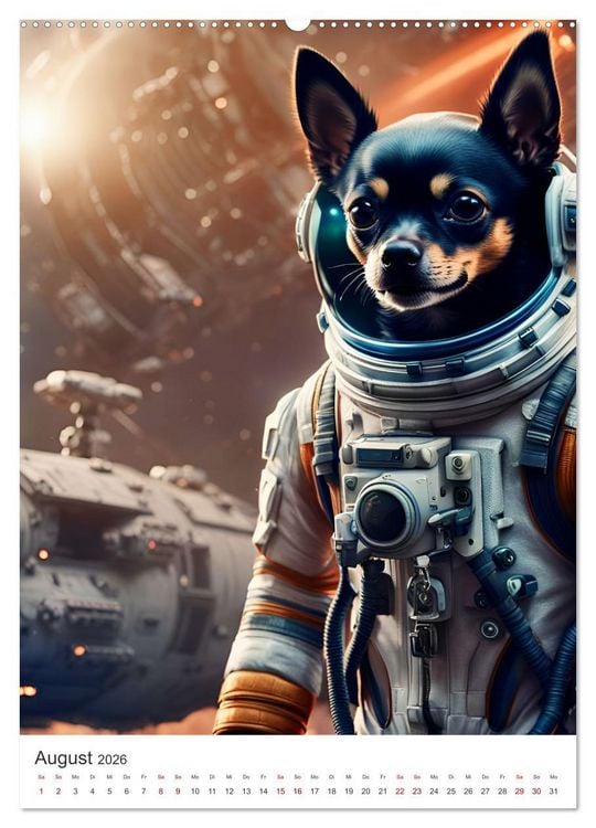 Produktbild: Chihuahua Abenteuer im Weltraum (Wandkalender 2026 DIN A2 hoch), CALVENDO Monatskalender
