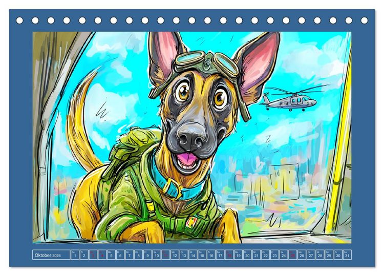 Produktbild: Malinois Fun. Lustige Cartoons vom Diensthund des Jahres! (Tischkalender 2026 DIN A5 quer), CALVENDO Monatskalender