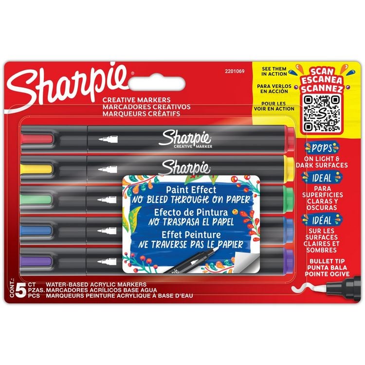 Produktbild: Sharpie Kreativmarker Acryl Rundspitze 5 Farben 5 St&uuml;ck Blister