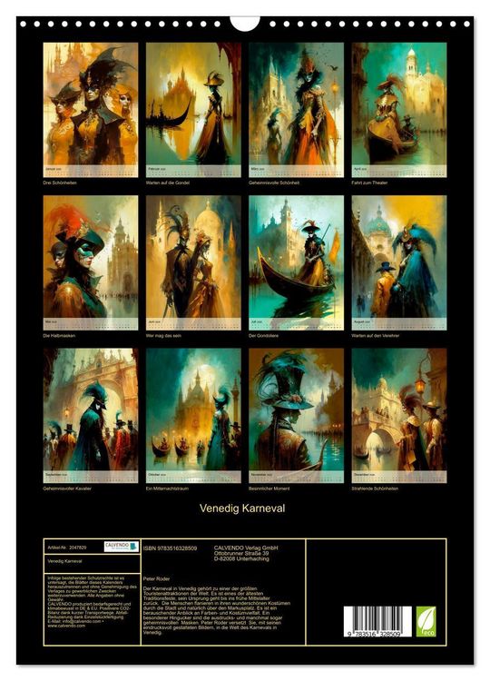 Produktbild: Venedig Karneval (Wandkalender 2026 DIN A3 hoch), CALVENDO Monatskalender