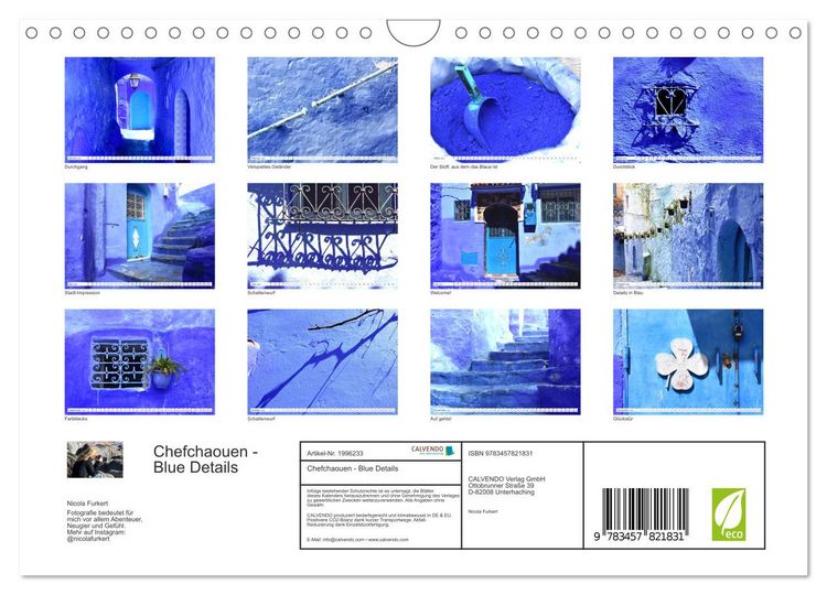 Produktbild: Chefchaouen - Blue Details (Wandkalender 2026 DIN A4 quer), CALVENDO Monatskalender