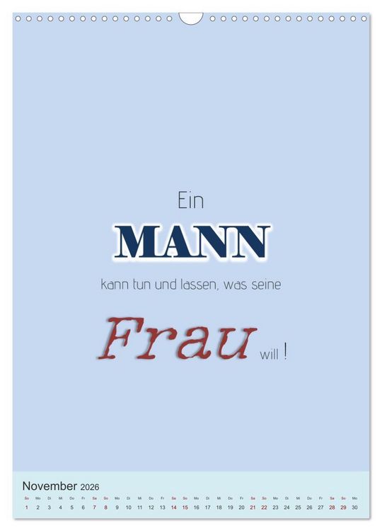 Produktbild: Was Mann &uuml;ber Frau wissen sollte und umgekehrt ... (Wandkalender 2026 DIN A3 hoch), CALVENDO Monatskalender