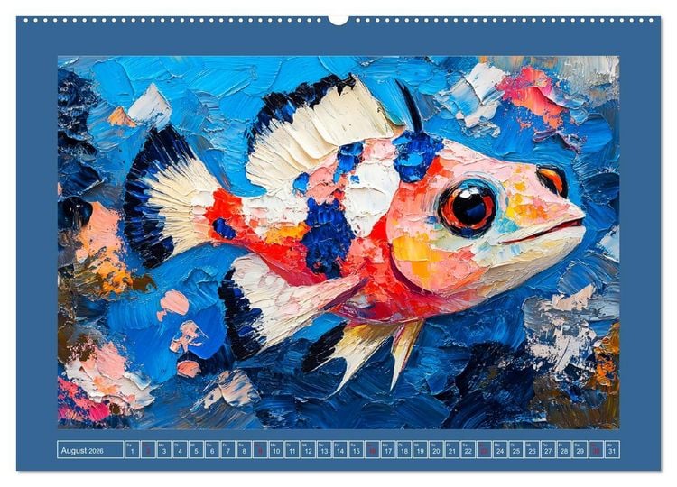 Produktbild: Bunte Fische im &Ouml;lgem&auml;lde-Stil. Zuhause in den Meerestiefen (Wandkalender 2026 DIN A2 quer), CALVENDO Monatskalender