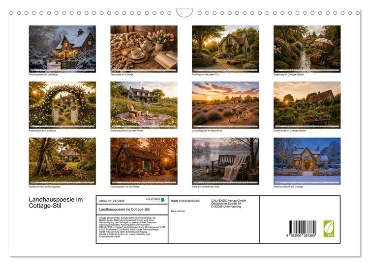 Produktbild: Landhauspoesie im Cottage-Stil (Wandkalender 2027 DIN A3 quer), CALVENDO Monatskalender