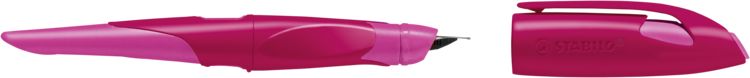 Produktbild: STABILO Ergonomischer Schulf&uuml;ller f&uuml;r Linksh&auml;nder mit Anf&auml;nger-Feder A -   EASYbirdy in beere/pink - Einzelstift - inklusive Patrone