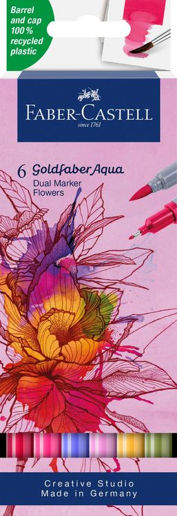 Produktbild: Faber-Castell Tuschestift Dual Marker Goldfaber Aqua, Blumen, 6er Set