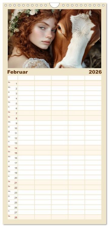 Produktbild: Familienplaner 2026 - Magische Tierliebe mit 5 Spalten (Wandkalender, 21 x 45 cm) CALVENDO