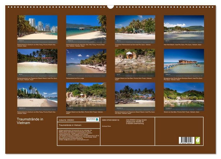 Produktbild: Traumstr&auml;nde in Vietnam (Wandkalender 2026 DIN A2 quer), CALVENDO Monatskalender
