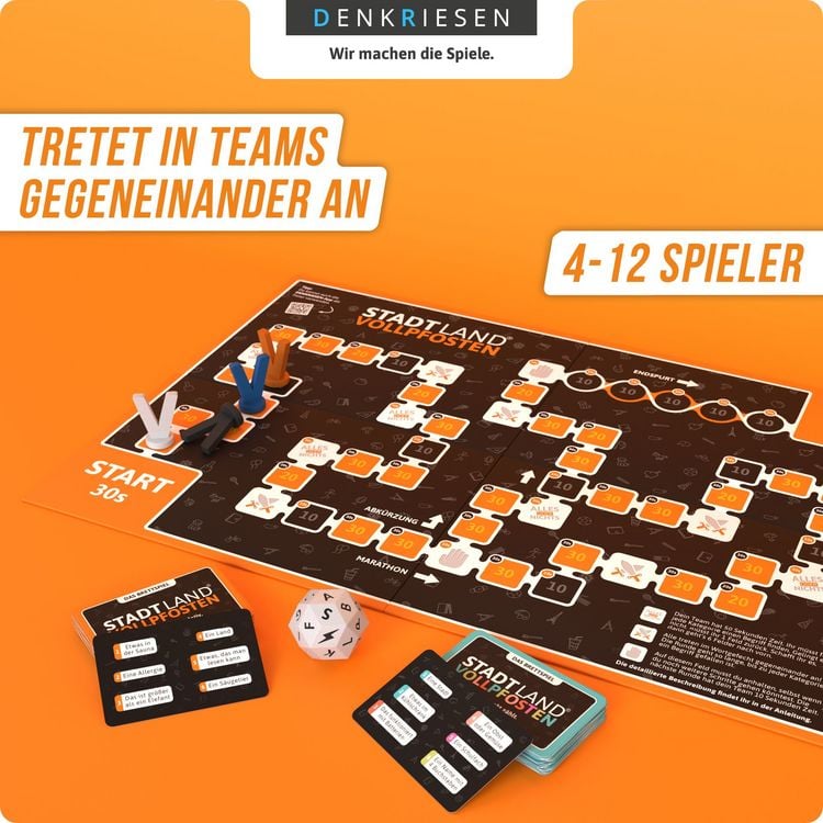 Produktbild: DENKRIESEN - STADT LAND VOLLPFOSTEN&reg; Brettspiel + Junior Erweiterung