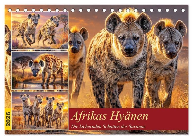 Produktbild: Afrikas Hy&auml;nen. Die kichernden Schatten der Savanne (Tischkalender 2026 DIN A5 quer), CALVENDO Monatskalender