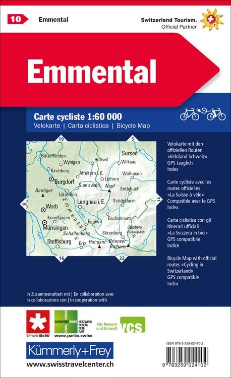 Produktbild: Radwanderkarte Emmental mit Ortsindex (10)
