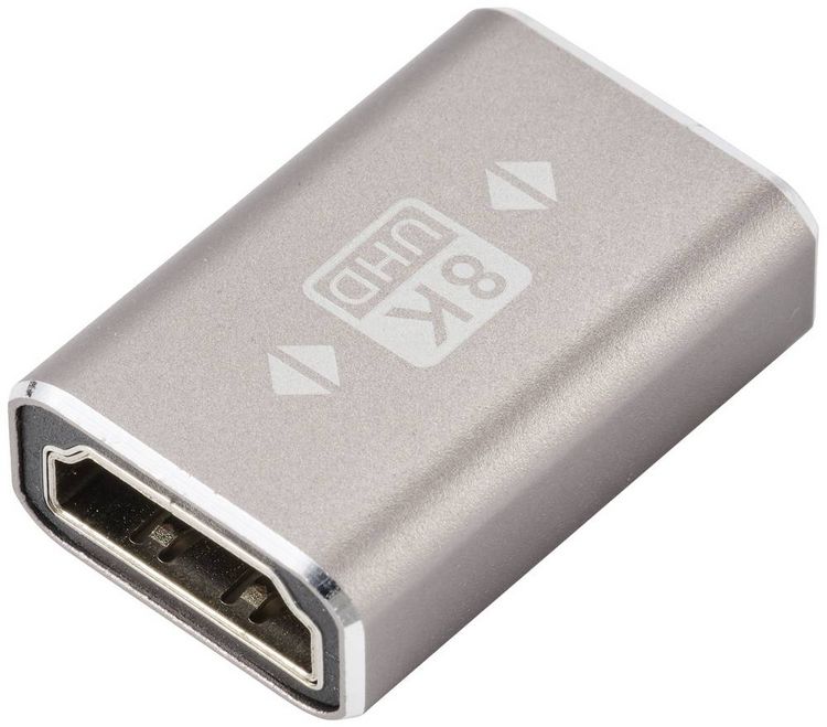 Produktbild: SpeaKa Professional SP-11301992 HDMI Adapter [1x HDMI-Buchse - 1x HDMI-Buchse] Grau UHD 8K @ 60 Hz, UHD 4K @ 120 Hz Aluminium-Stecker