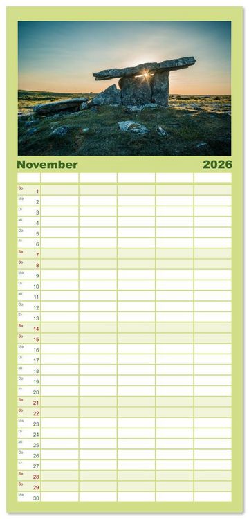 Produktbild: Familienplaner 2026 - Mystisches Irland mit 5 Spalten (Wandkalender, 21 x 45 cm) CALVENDO