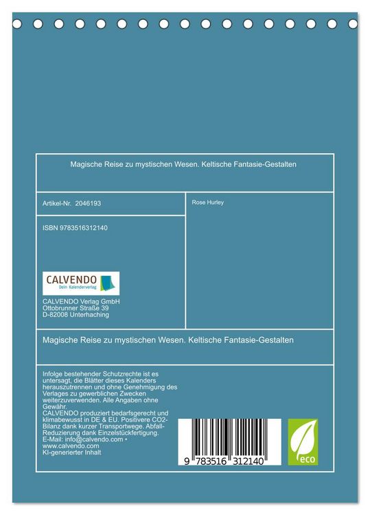 Produktbild: Magische Reise zu mystischen Wesen. Keltische Fantasie-Gestalten (Tischkalender 2026 DIN A5 hoch), CALVENDO Monatskalender