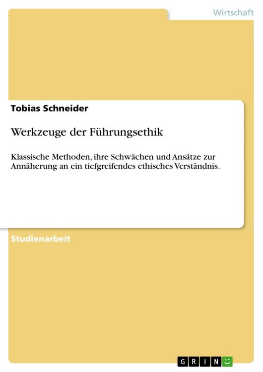 Produktbild: Werkzeuge der F&uuml;hrungsethik