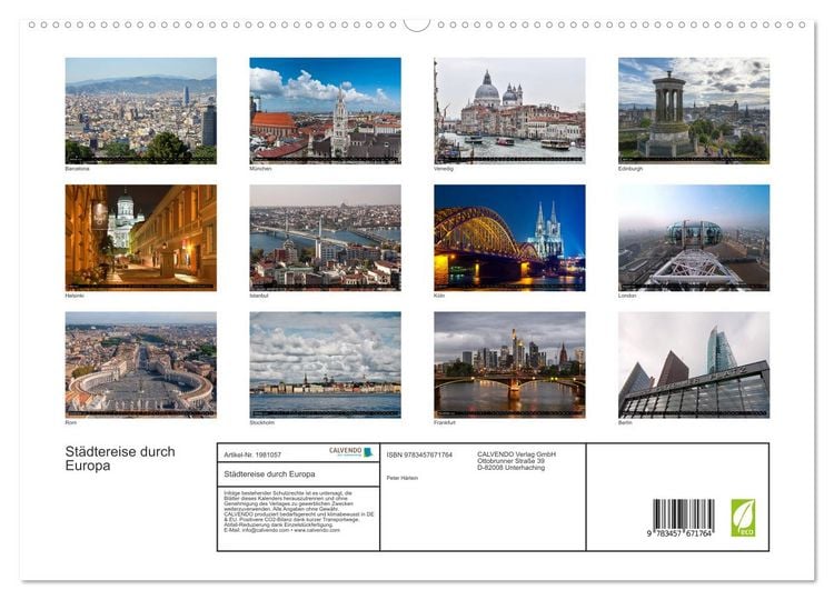 Produktbild: St&auml;dtereise durch Europa (hochwertiger Premium Wandkalender 2026 DIN A2 quer), Kunstdruck in Hochglanz