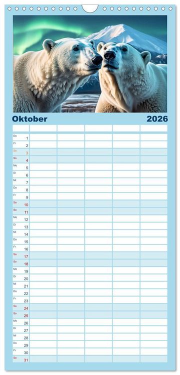 Produktbild: Familienplaner 2026 - Im magischen Land der Eisb&auml;ren mit 5 Spalten (Wandkalender, 21 x 45 cm) CALVENDO