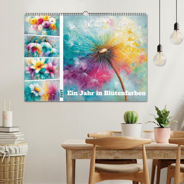 Produktbild: Ein Jahr in Bl&uuml;tenfarben (Wandkalender 2027 DIN A2 quer), CALVENDO Monatskalender