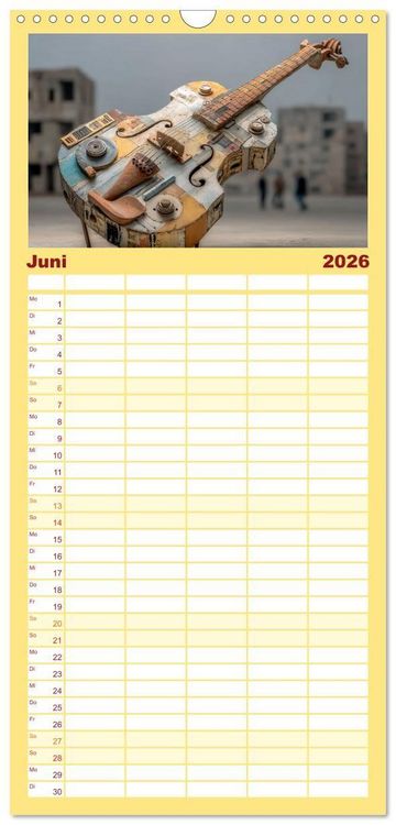Produktbild: Familienplaner 2026 - Saitenzauber &ndash; Gitarren im Bilderklang mit 5 Spalten (Wandkalender, 21 x 45 cm) CALVENDO