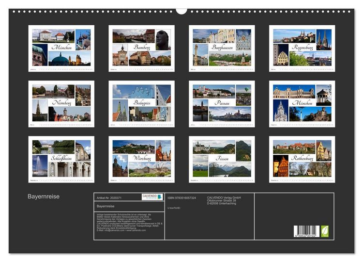 Produktbild: Bayernreise (Wandkalender 2026 DIN A2 quer), CALVENDO Monatskalender