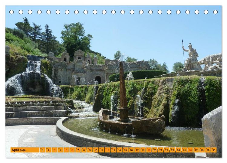 Produktbild: Die h&auml;ngenden G&auml;rten von Tivoli - Die Villa d'Este (Tischkalender 2026 DIN A5 quer), CALVENDO Monatskalender