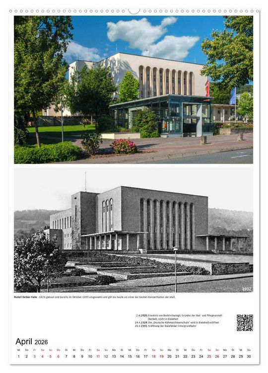 Produktbild: Bielefelder Fotomotive heute und damals mit historischen Ereignissen (Wandkalender 2026 DIN A2 hoch), CALVENDO Monatskalender