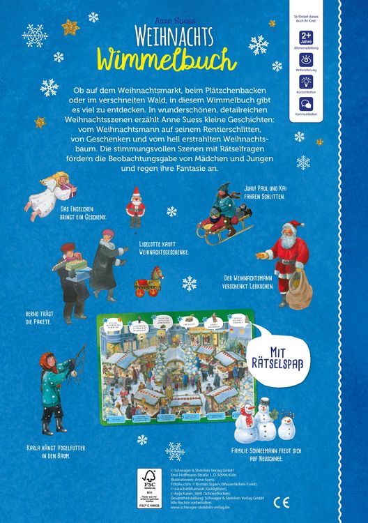 Produktbild: Weihnachtswimmelbuch. Mit R&auml;tselspa&szlig;. Liebevoll illustriertes Bilderbuch von Anne Suess